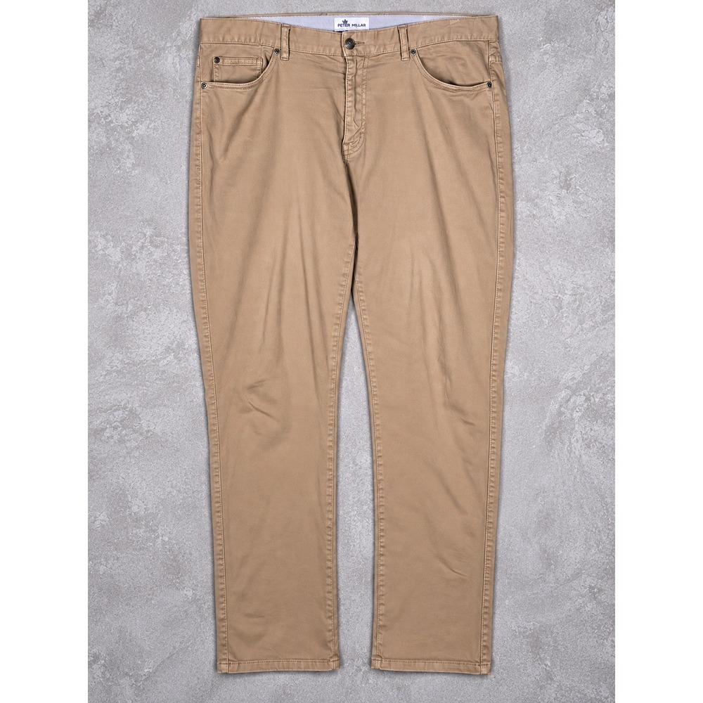 Peter Millar Wayfare Five Pocket Pants Mens 38x33 Tan Cotton Stretch Chinos